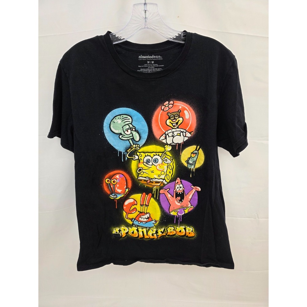 Nickelodeon Spongebob Squarepants‎ Graffiti Graphic T-Shirt Black Mens Medium M